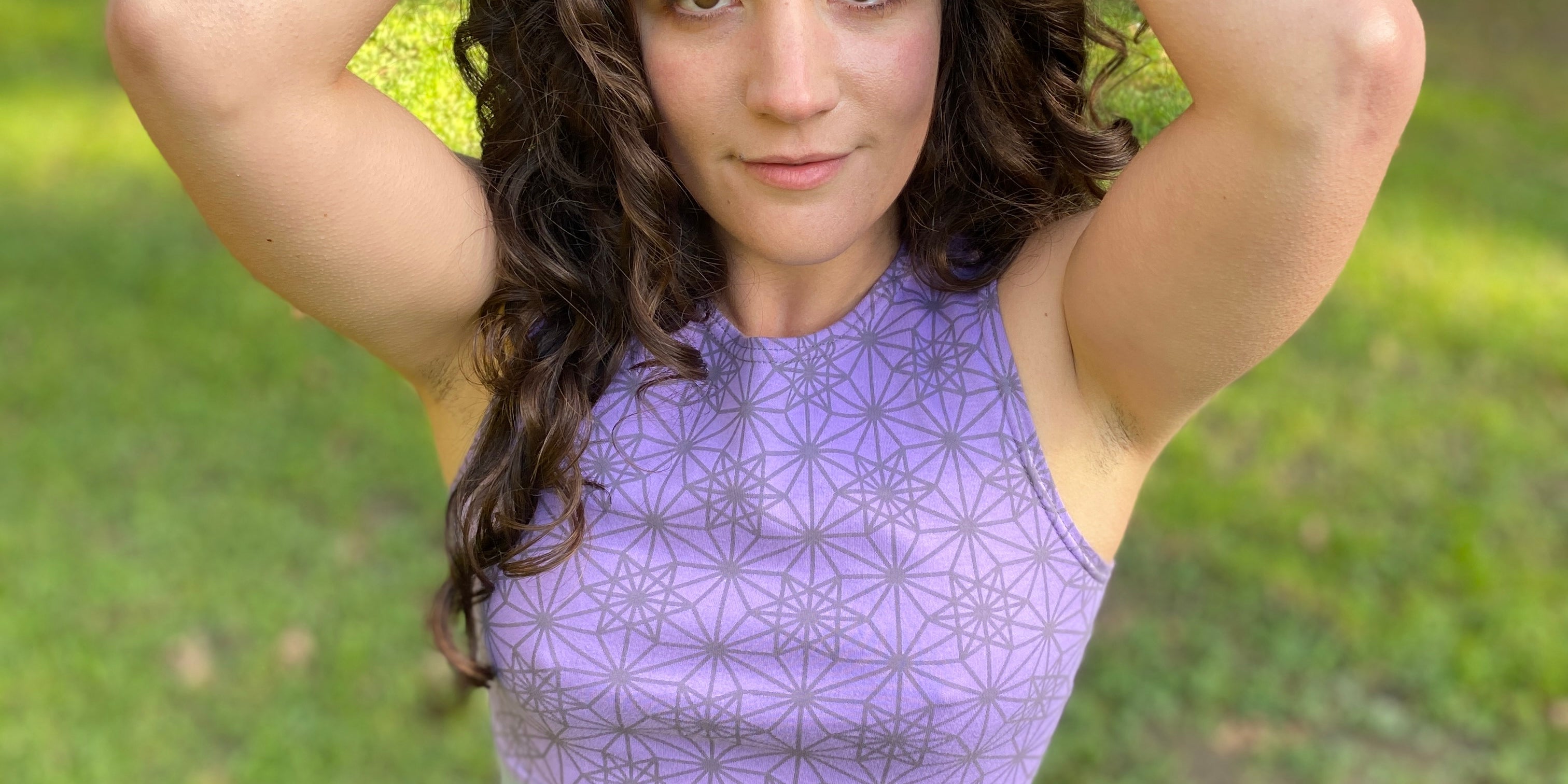 Organic Cotton Sacred Geometry Crop Top with Lavender Colored Fabric