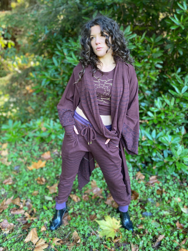 Complete Look organic cotton womens fashion with brown colored fabrics and sacred geometry designs