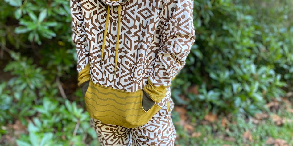 Mens Hooded Geometric Romper matching set of joggers and hoodie