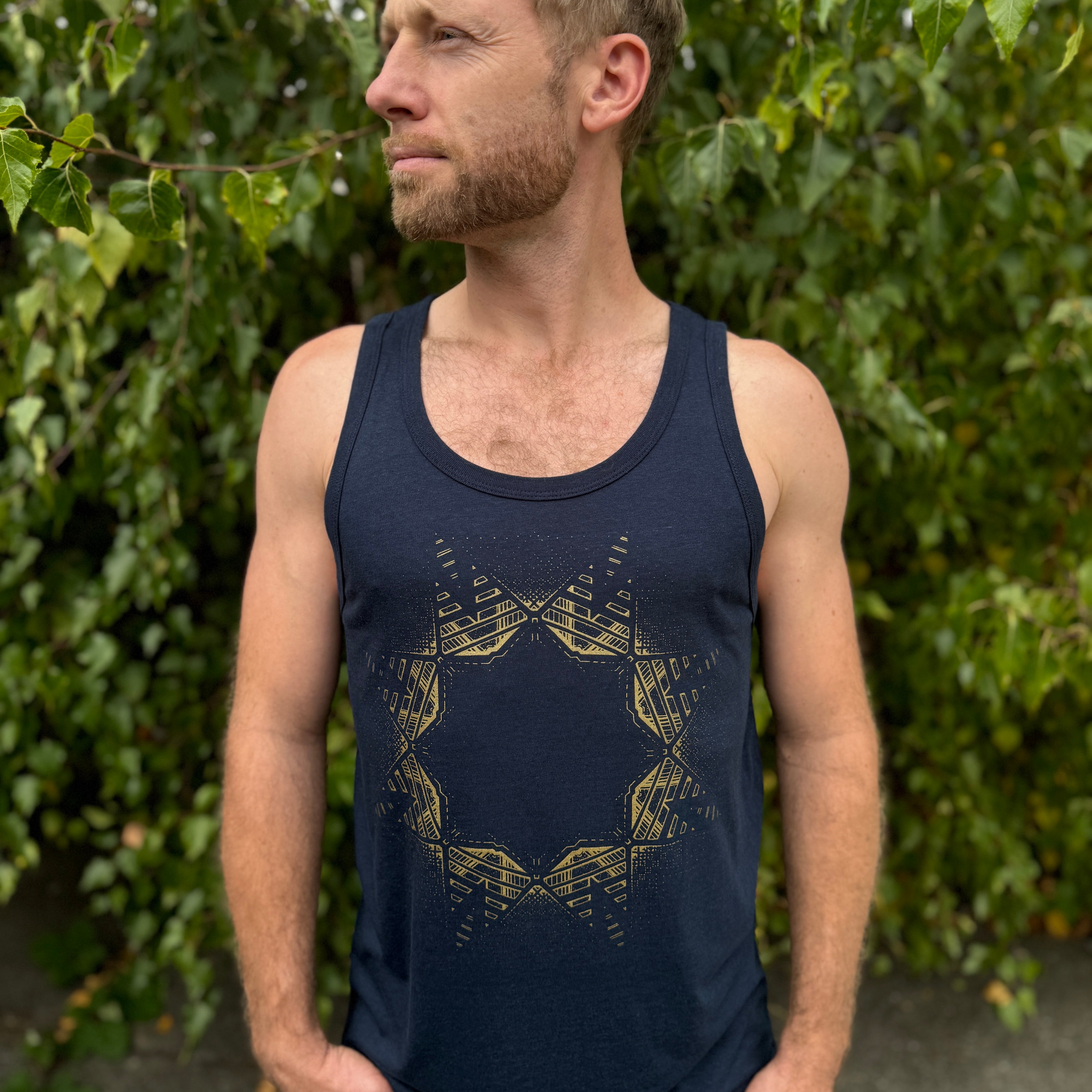 Breathe Tank Top - Bamboo / Organic Cotton Lightweight Jersey Sacred Geometry Graphic Tank