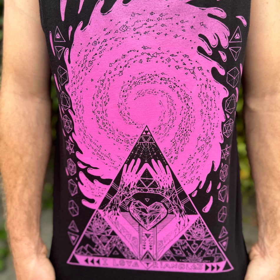 I love Triangles Tank Top - Bamboo and Organic Cotton Light Weight Jersey Sacred Geometry Graphic Tank