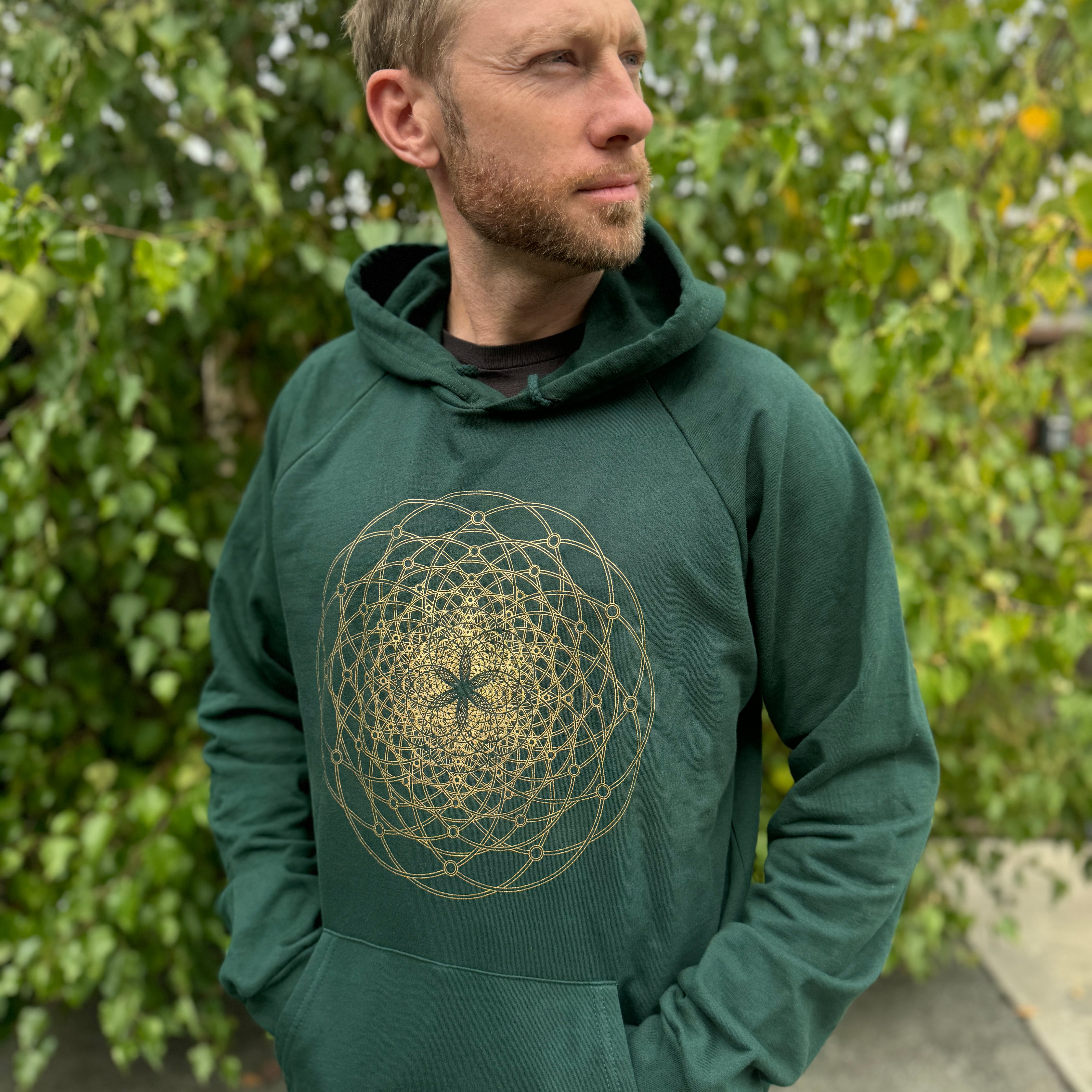 Torus Flux Hoodie - Organic Cotton Medium Weight Fleece Sacred Geometry Graphic Pullover