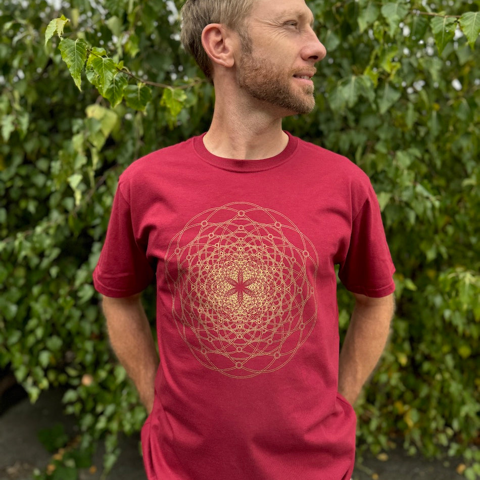 Torus Flux T-shirt - Organic Cotton Light Weight Jersey Sacred Geometry Graphic Crew Neck Shirt
