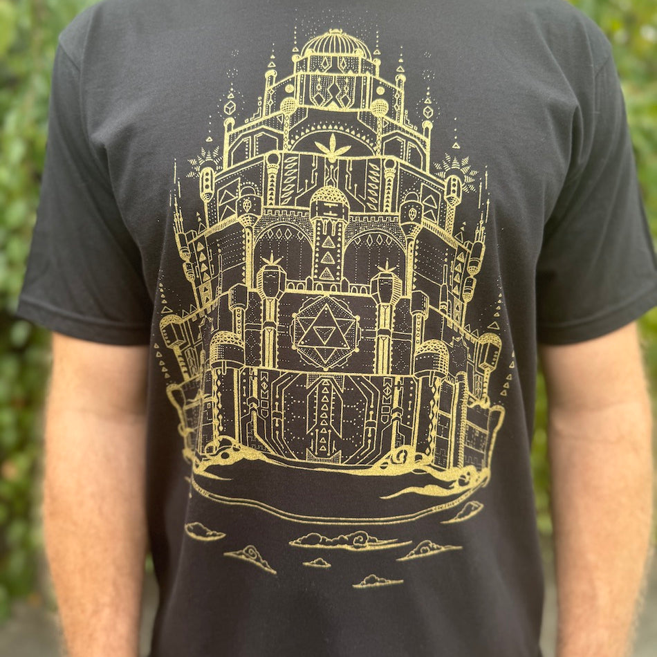 Vimana T-shirt- Organic Cotton Light Weight Jersey Sacred Geometry Graphic Crew Neck Shirt