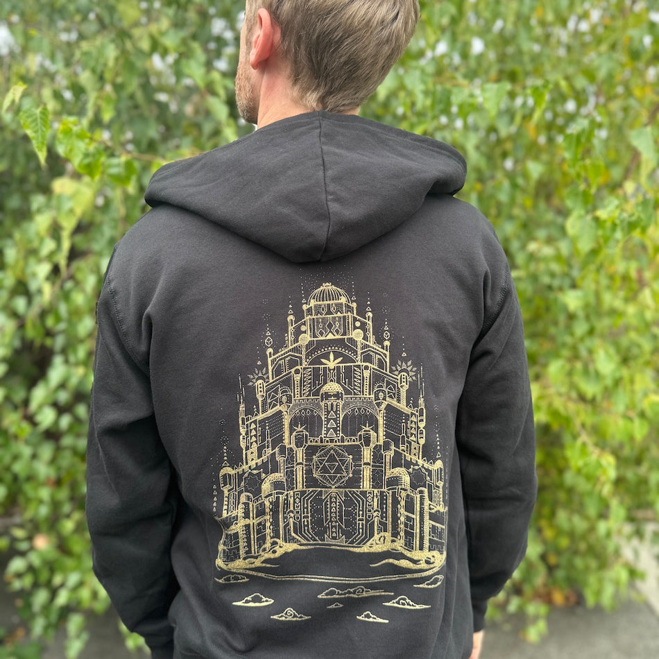 Vimana Zip Up - Organic Cotton / Recycled Polyeseter Heavy Weight Fleece Sacred Geometry Graphic Hoodie