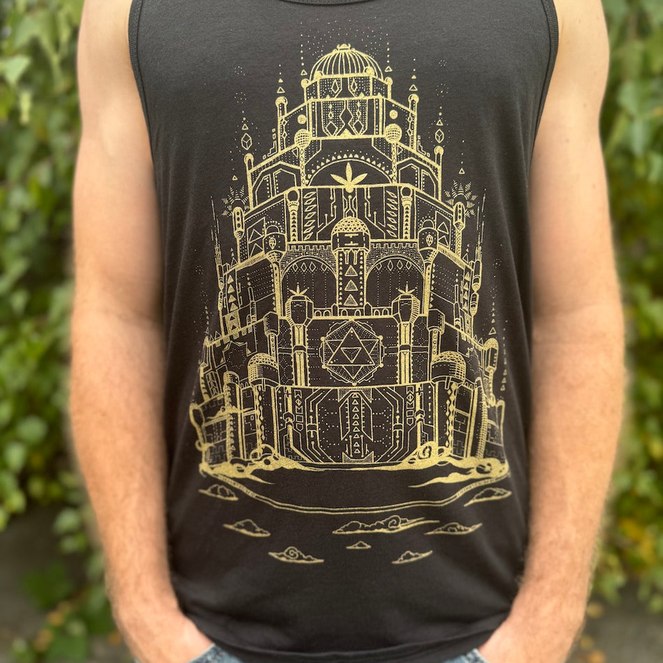 Vimana Tank Top - Bamboo and Organic Cotton Light Weight Jersey Sacred Geometry Graphic Tank