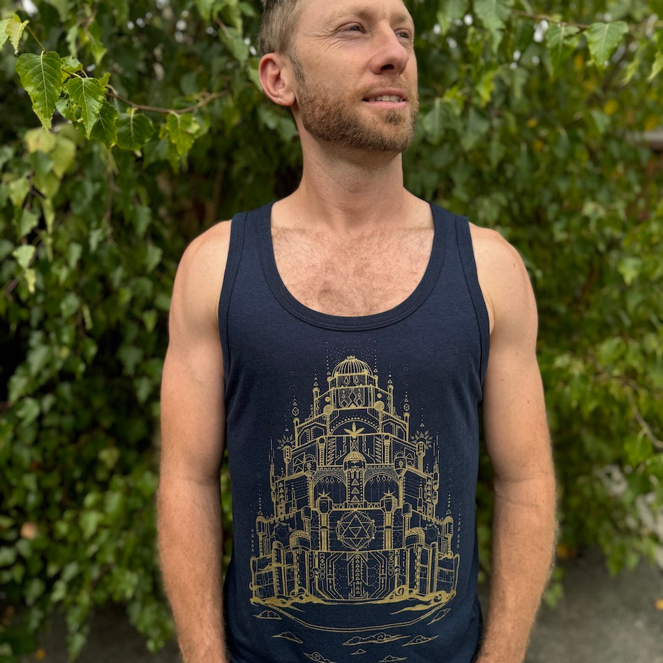 Vimana Tank Top - Bamboo and Organic Cotton Light Weight Jersey Sacred Geometry Graphic Tank