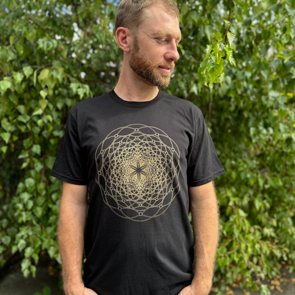Torus Flux T-shirt - Organic Cotton Light Weight Jersey Sacred Geometry Graphic Crew Neck Shirt