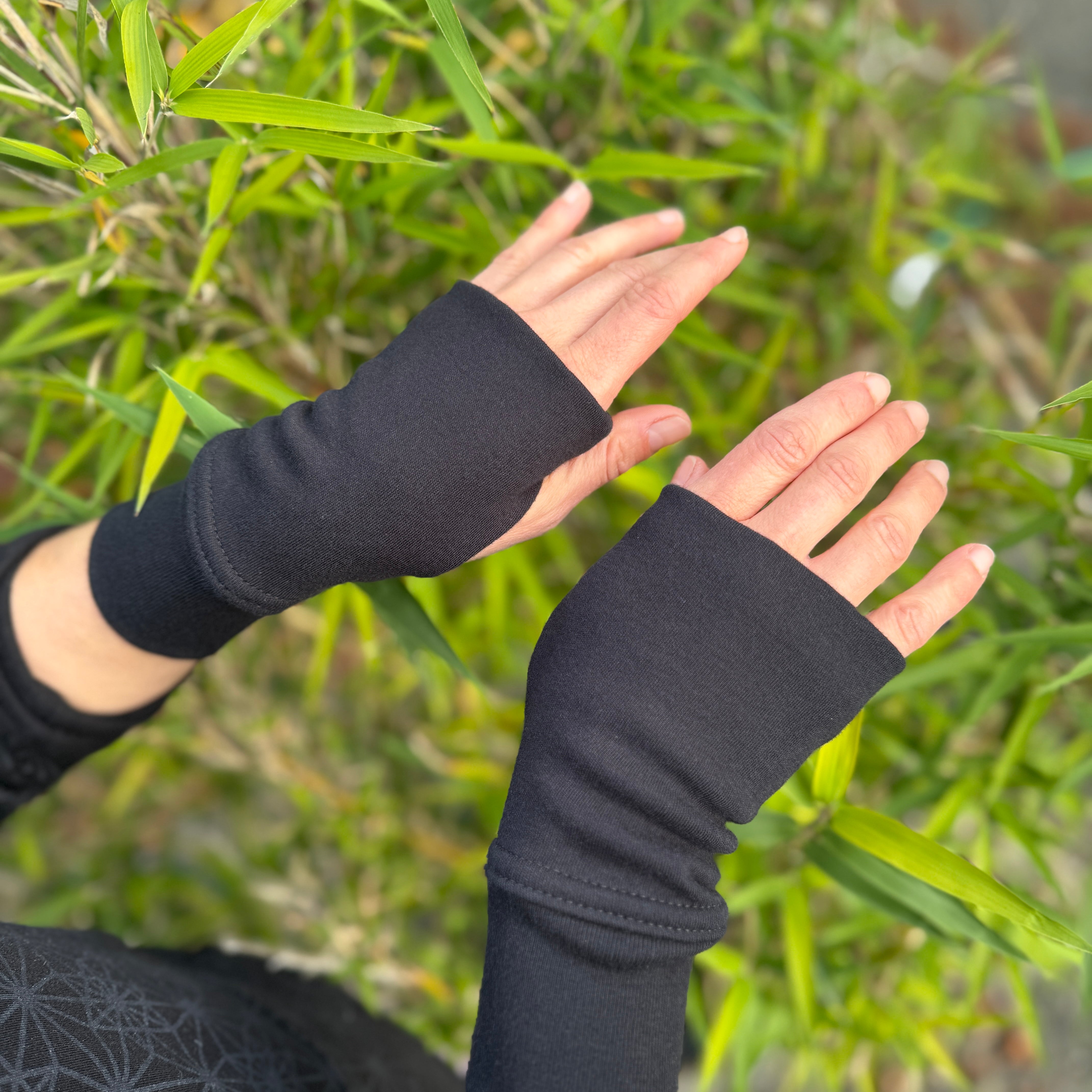 Geo Hand Warmers - Organic Cotton Fingerless Gloves - Pure