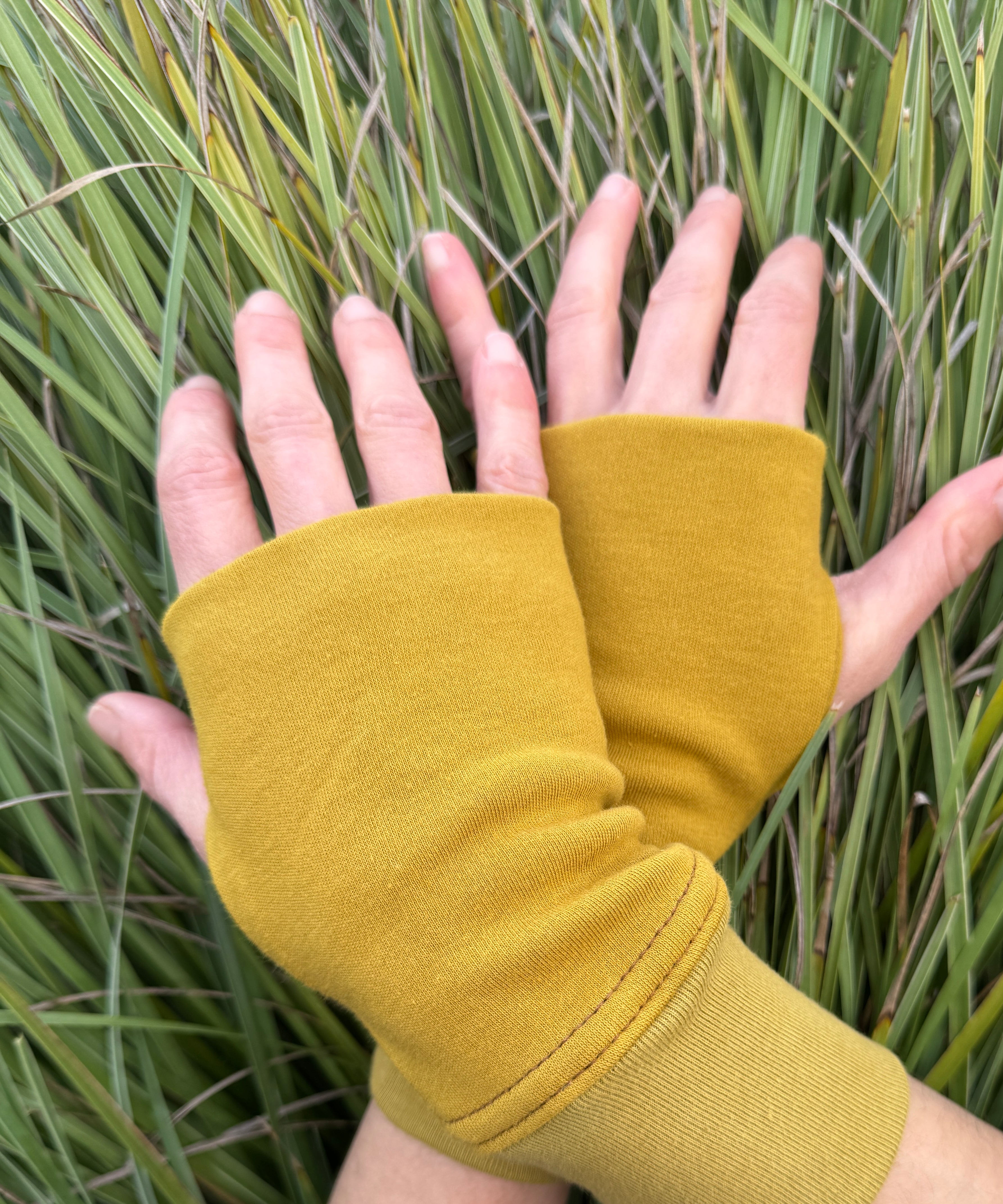 Geo Hand Warmers - Organic Cotton Fingerless Gloves - Pure