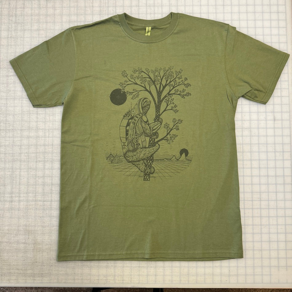 Slothstronaut T-Shirt - Organic Cotton Lightweight Jersey Sci-fi Animal Graphic Crew Neck Shirt