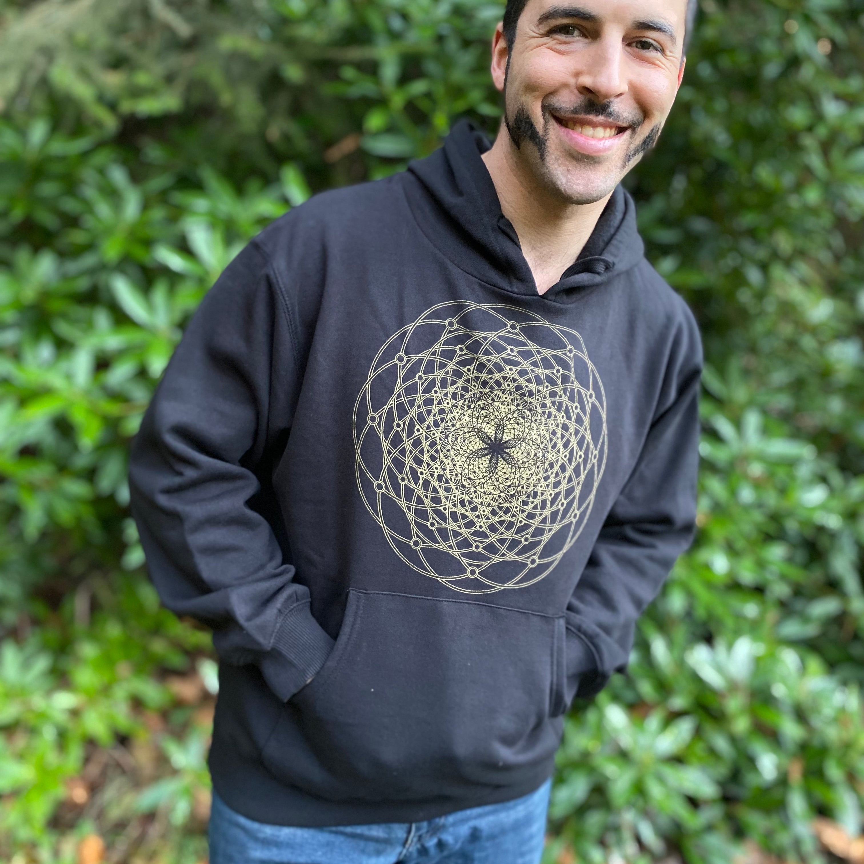 Torus Flux Hoodie - Organic Cotton Medium Weight Fleece Sacred Geometry Graphic Pullover
