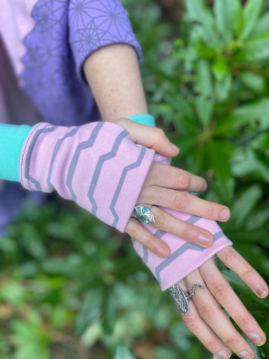 Organic Cotton Fingerless Writing Gloves - Sacred Geometry Wrist Warmers