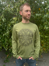 Gaia Long Sleeve - Organic Cotton Light Weight Jersey Geometric Nature Graphic Crew Neck Shirt