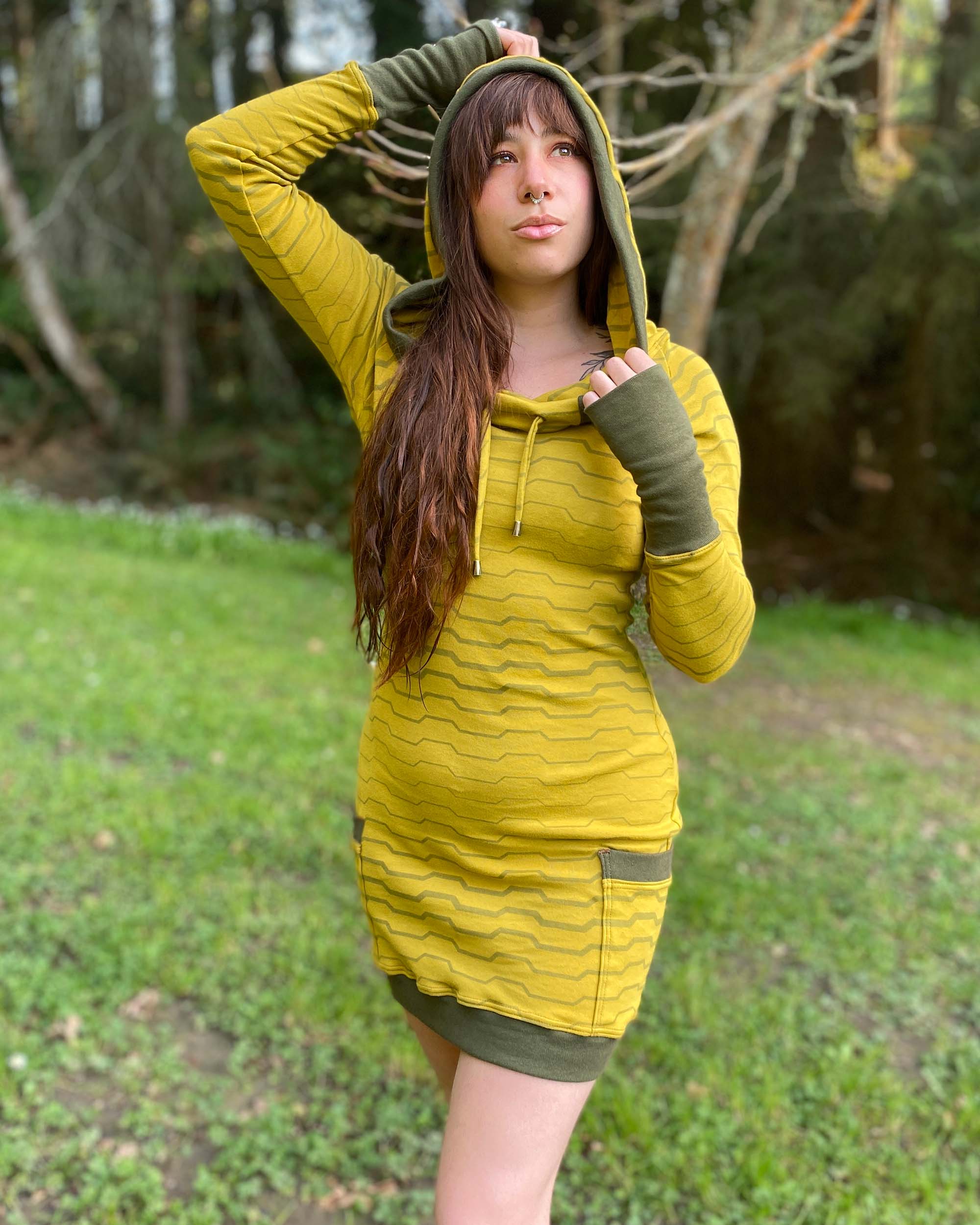 long sleeve hooded mini dress Carson Hooded Mini Dress - Cream