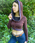 Pixie Crop Hoodie - Organic Cotton Cowl Hood High-Cropped Pullover