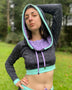 Pixie Crop Hoodie - Organic Cotton Cowl Hood High-Cropped Pullover