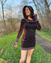 Side Panel Portal Dress - Organic Cotton Long Sleeve Cowl Hood Fitted Mini Dress