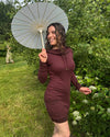 Portal Dress - Organic Cotton Fitted Mini Dress with Hood and Pockets - Pure