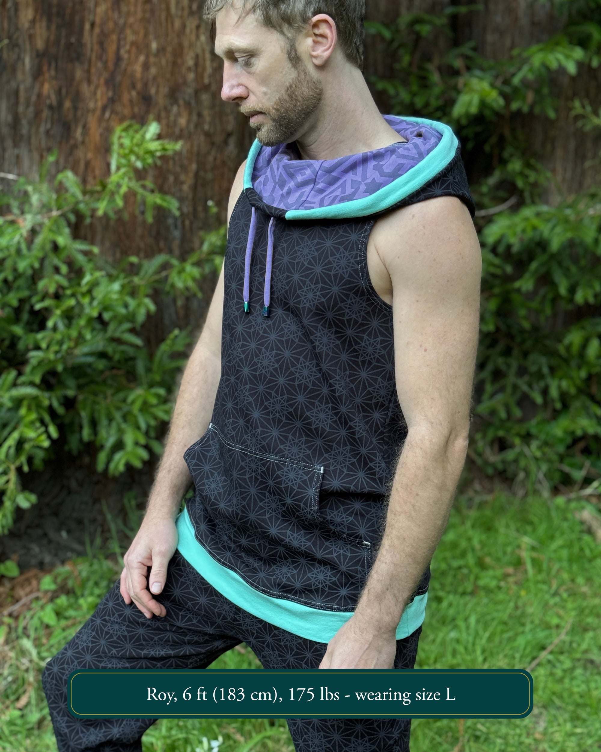 Portal Tank - Organic Cotton Mid-weight Sacred Geometry Sleeveless Hoodie - Patterned