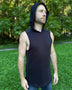 Symbiont - Organic Cotton Hooded Tank with Geometric Side Panels and Front Pocket