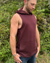 Symbiont - Organic Cotton Hooded Tank with Geometric Side Panels and Front Pocket