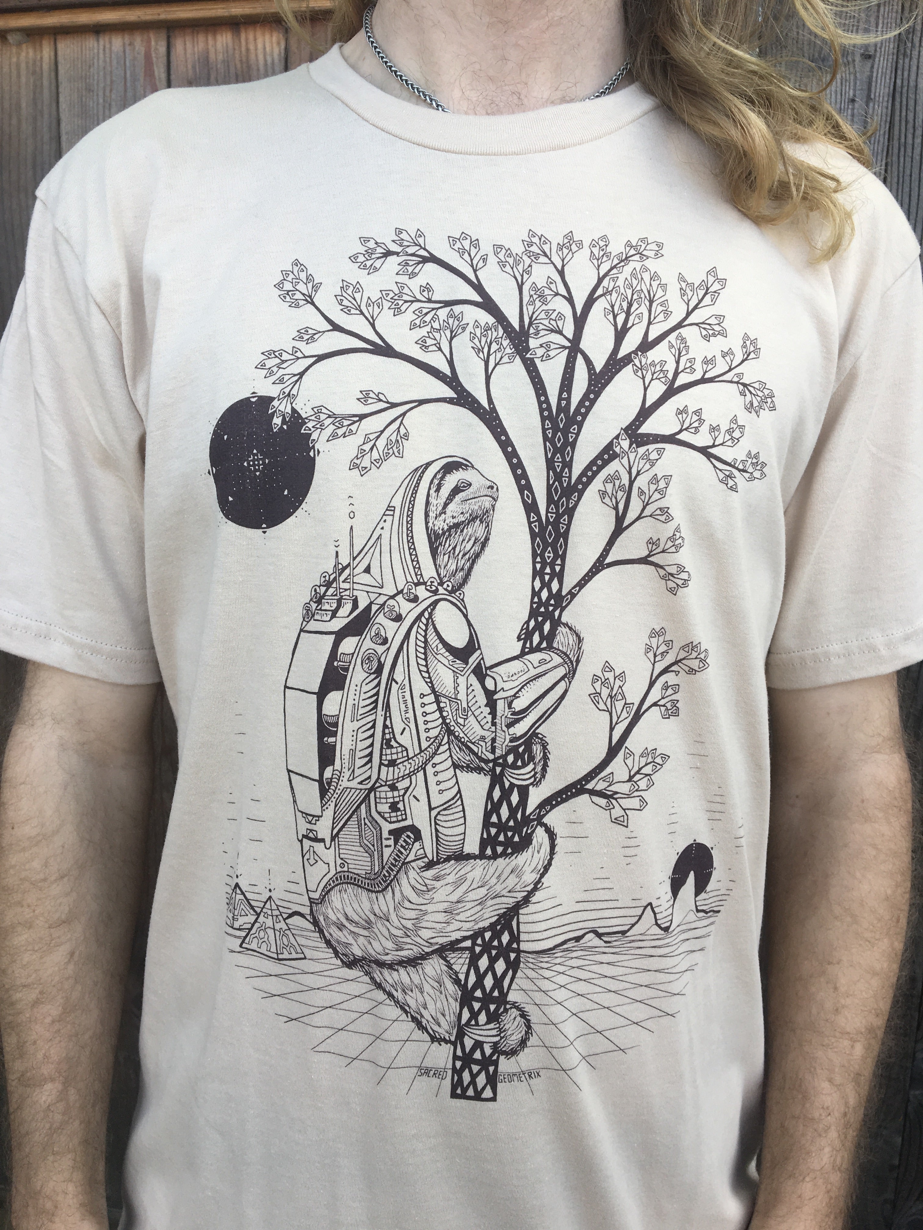Organic Cotton Unisex T-shirt - The Slothstronaut by Sacred Geometrix