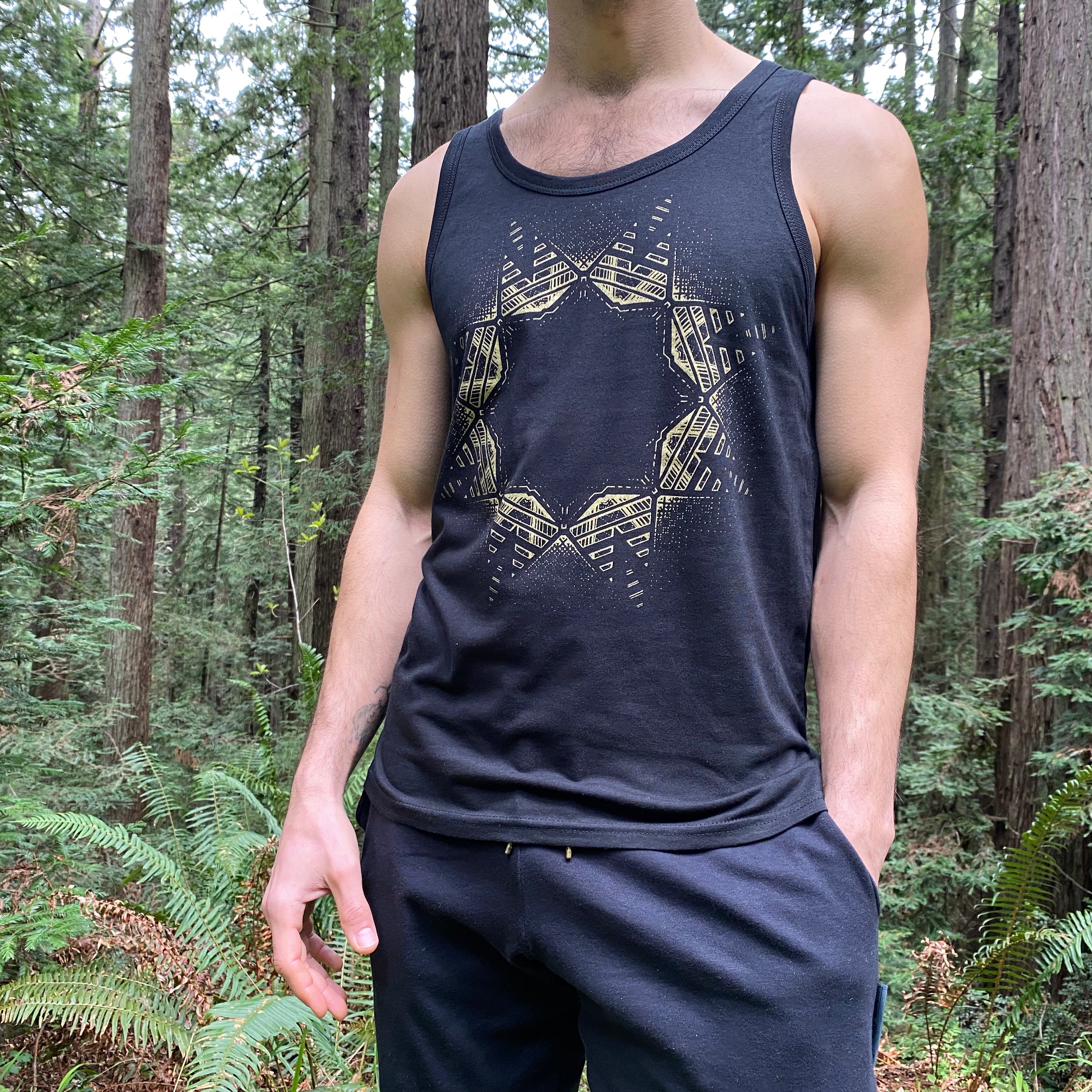 Breathe Tank Top - Bamboo / Organic Cotton Lightweight Jersey Sacred Geometry Graphic Tank